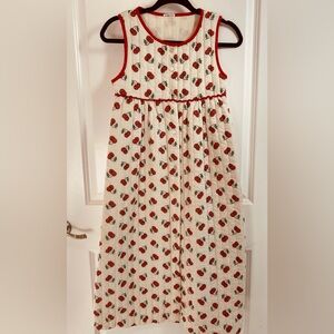 ELIZABETH WYATT Vintage Cherry Print Off-White Quilted Sleeveless Dress